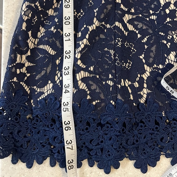 Roz & Ali Navy Blue/Cream Lace Dress ~ Size 4 - Picture 6 of 8